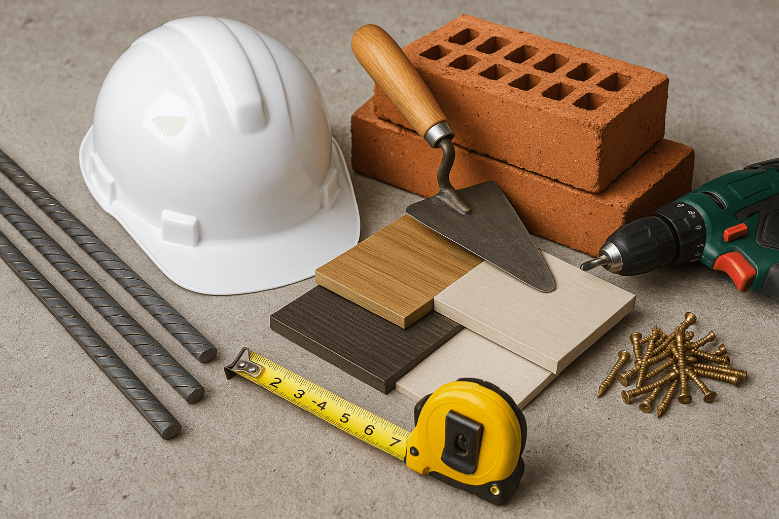 General construction materials like cement and steel